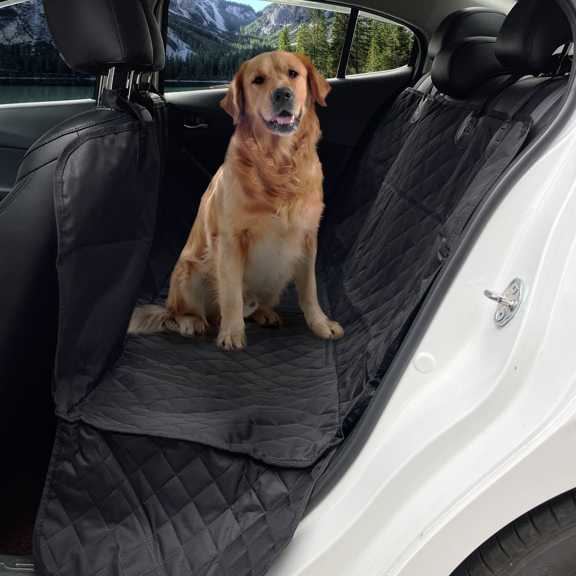 Water Resistant Dog Car Seat Cover for Back Seat Protector for Cars Trucks Suvs 58"X54" Oxford Cloth Black